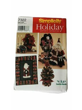 Vintage Simplicity Sewing Pattern 7322 Christmas Decorations Angel Santa Uncut